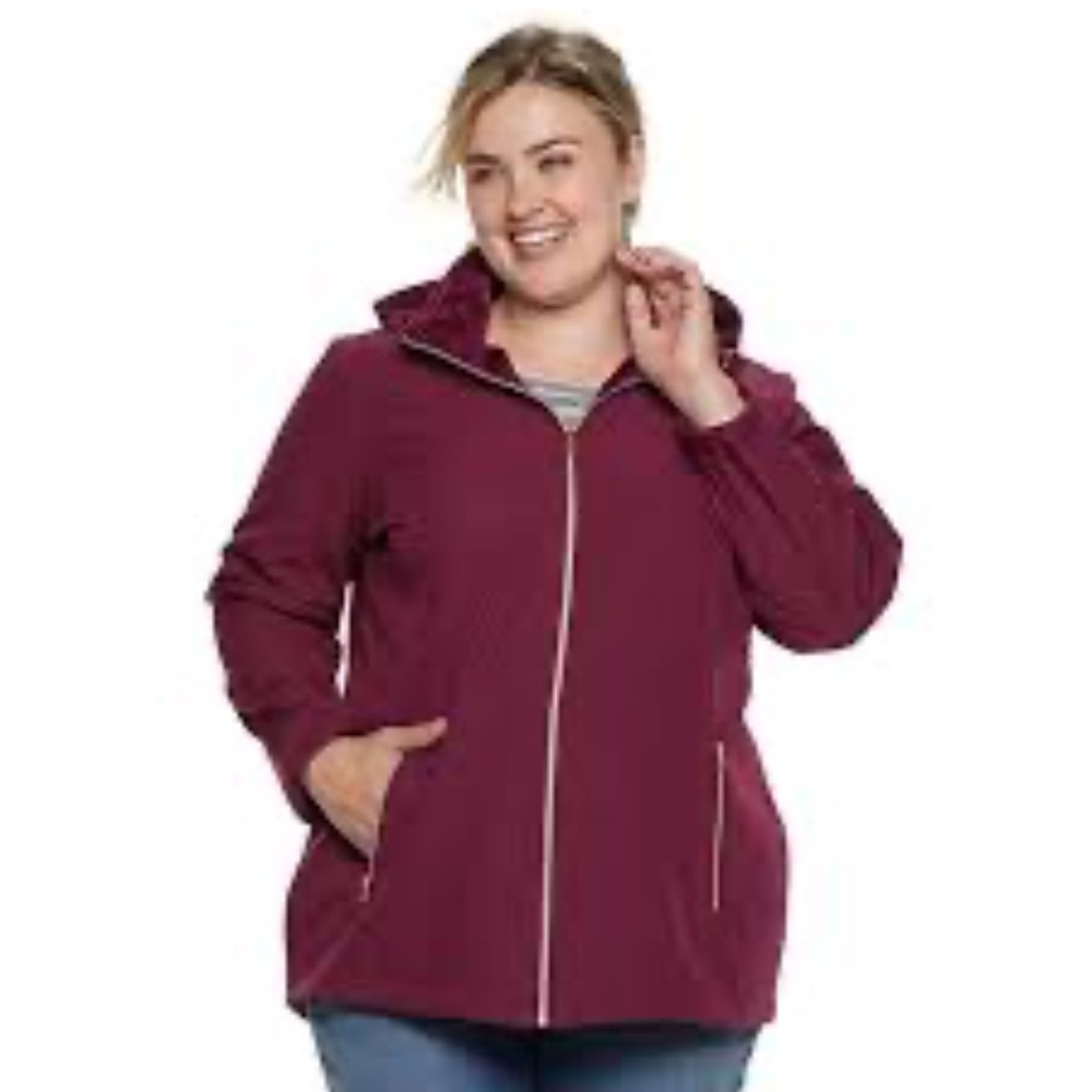 NWT ZeroXposur Women's Deep reddish Purple all weather hooded jacket size 1X